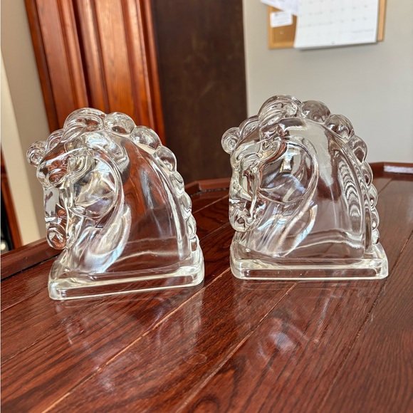 Vintage Federal Glass Horse Head Bookends - Picture 2 of 4
